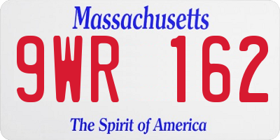 MA license plate 9WR162
