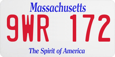 MA license plate 9WR172