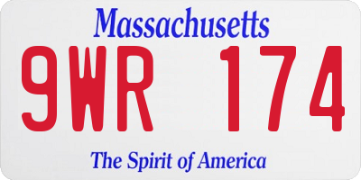 MA license plate 9WR174
