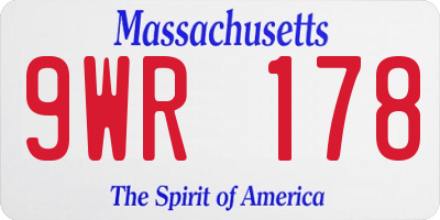 MA license plate 9WR178