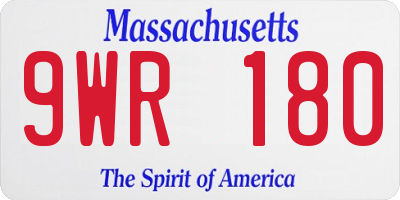 MA license plate 9WR180
