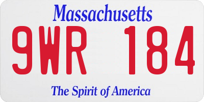 MA license plate 9WR184