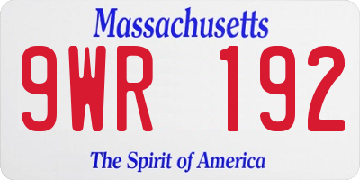 MA license plate 9WR192
