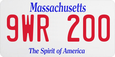 MA license plate 9WR200