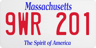MA license plate 9WR201
