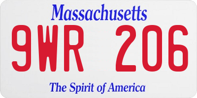 MA license plate 9WR206