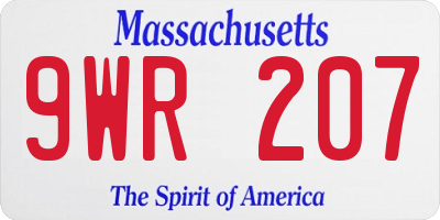 MA license plate 9WR207