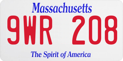 MA license plate 9WR208