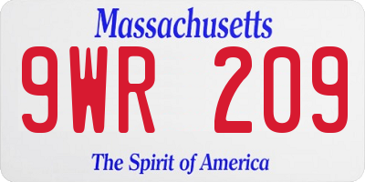 MA license plate 9WR209
