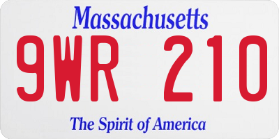 MA license plate 9WR210