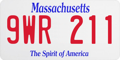 MA license plate 9WR211