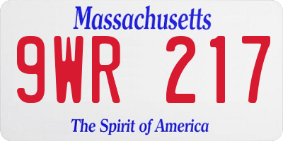 MA license plate 9WR217