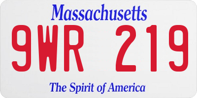 MA license plate 9WR219
