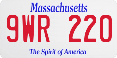 MA license plate 9WR220