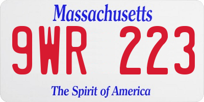 MA license plate 9WR223