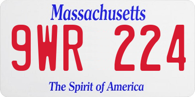 MA license plate 9WR224