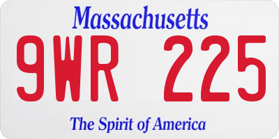 MA license plate 9WR225
