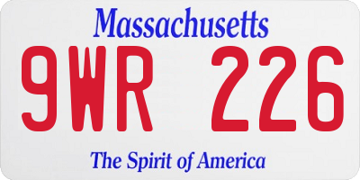 MA license plate 9WR226