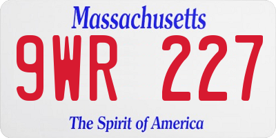 MA license plate 9WR227