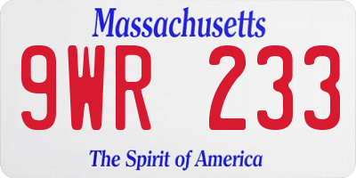 MA license plate 9WR233