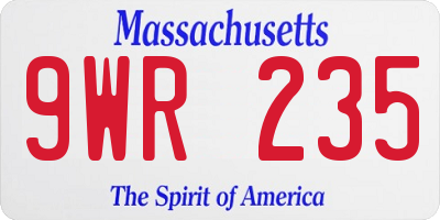 MA license plate 9WR235