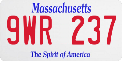 MA license plate 9WR237