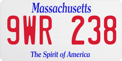 MA license plate 9WR238