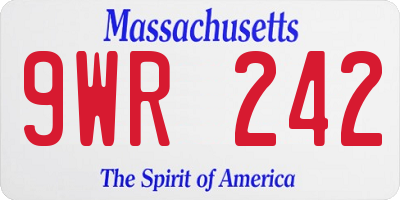 MA license plate 9WR242