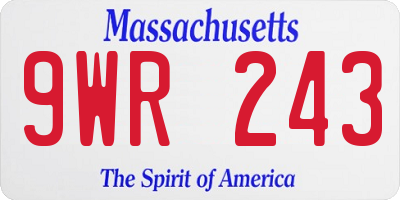 MA license plate 9WR243