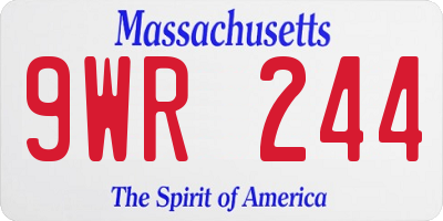 MA license plate 9WR244