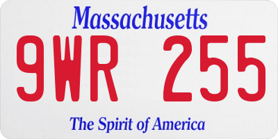 MA license plate 9WR255