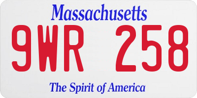 MA license plate 9WR258