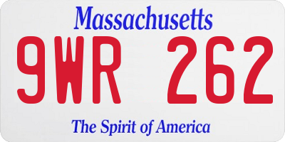 MA license plate 9WR262