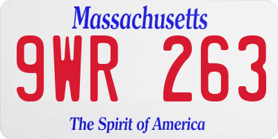 MA license plate 9WR263