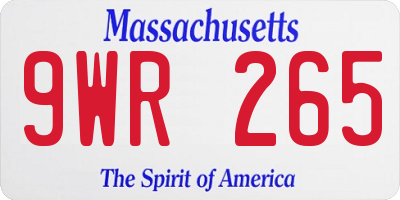 MA license plate 9WR265