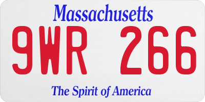 MA license plate 9WR266