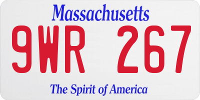 MA license plate 9WR267