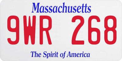 MA license plate 9WR268