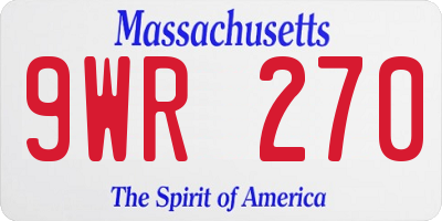 MA license plate 9WR270