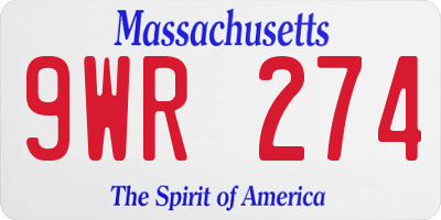MA license plate 9WR274