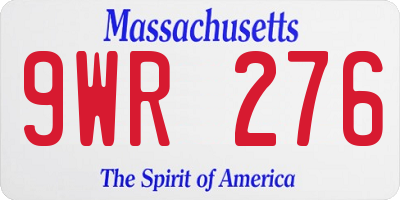 MA license plate 9WR276