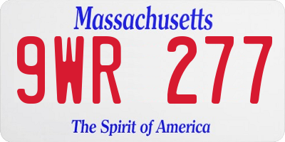 MA license plate 9WR277