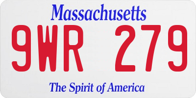MA license plate 9WR279