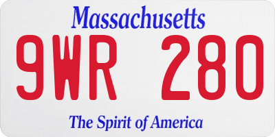 MA license plate 9WR280
