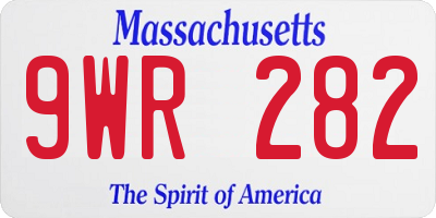 MA license plate 9WR282