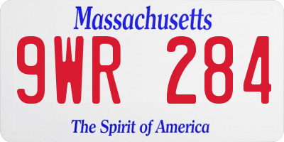MA license plate 9WR284