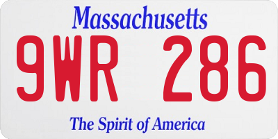 MA license plate 9WR286