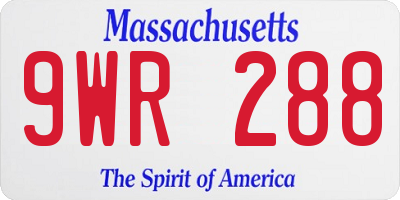 MA license plate 9WR288