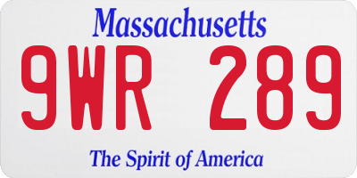 MA license plate 9WR289