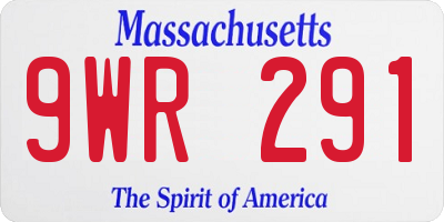MA license plate 9WR291